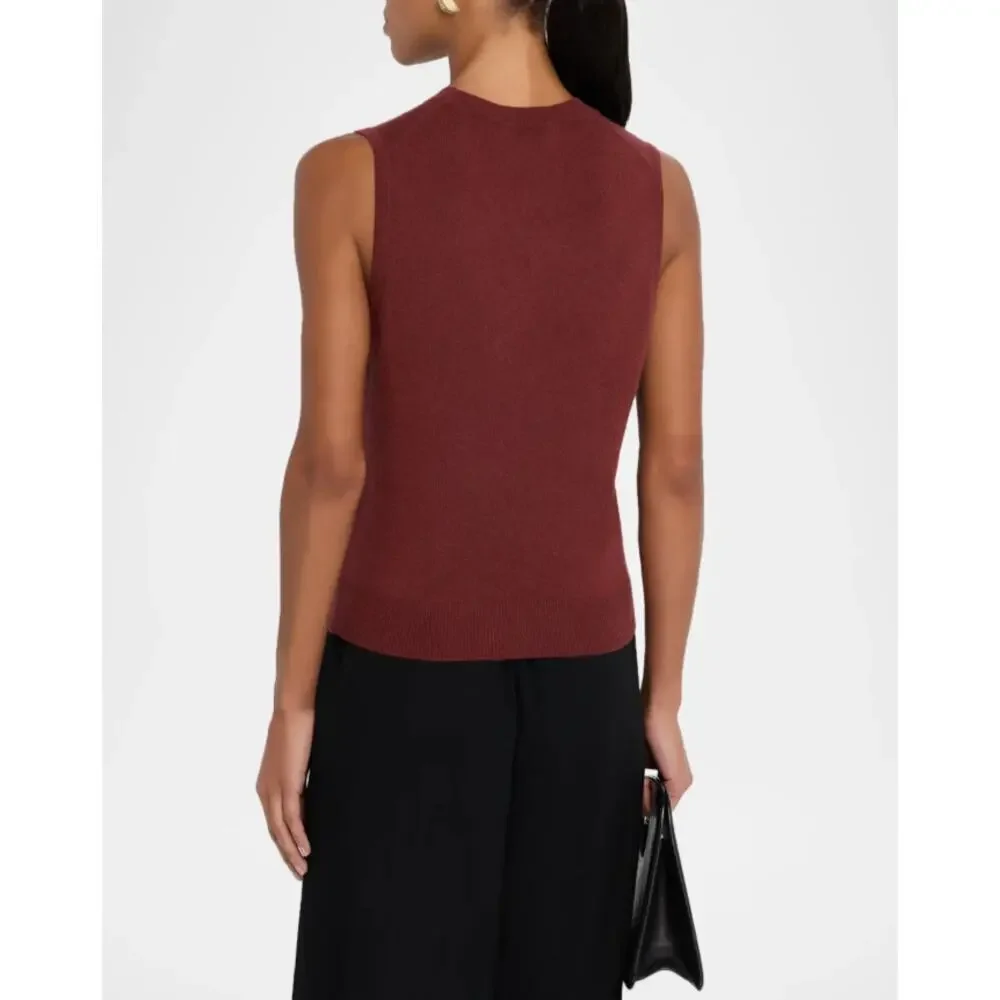 Neiman Marcus 100% Cashmere Sweater Vest Brown Sleeveless Knit Top Size L